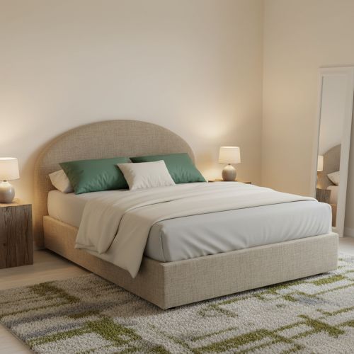 Letto piazza e mezza Acy, con materasso Cm 120x190 incluso, Tortora