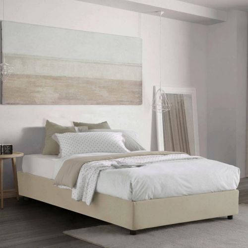 Letto piazza e mezza Aftis, con materasso Cm 120x190 incluso, Beige