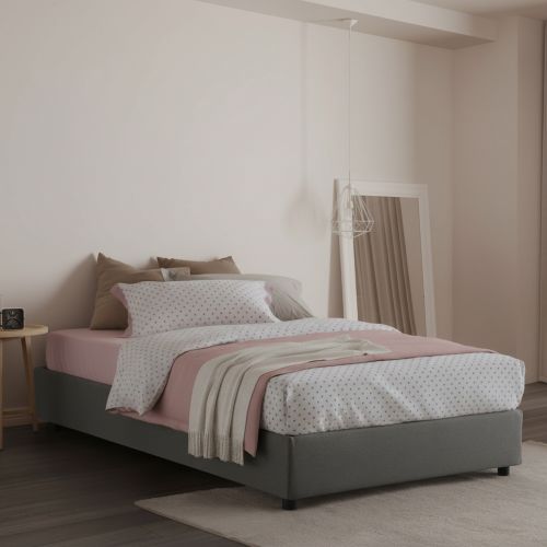 Letto piazza e mezza Aftis, con materasso Cm 120x190 incluso, Grigio