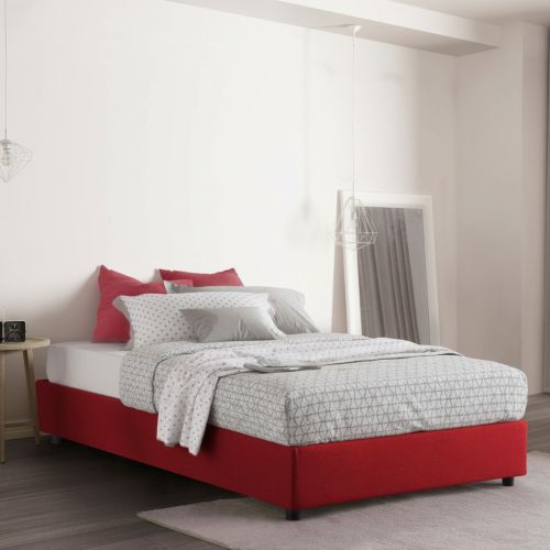 Letto piazza e mezza Aftis, con materasso Cm 120x190 incluso, Rosso