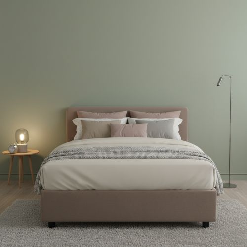 Letto piazza e mezza Aftis, con materasso Cm 120x190 incluso, Tortora