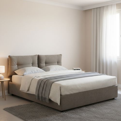 Letto piazza e mezza Agamennone, adatto per materasso Cm 120x190, Tortora