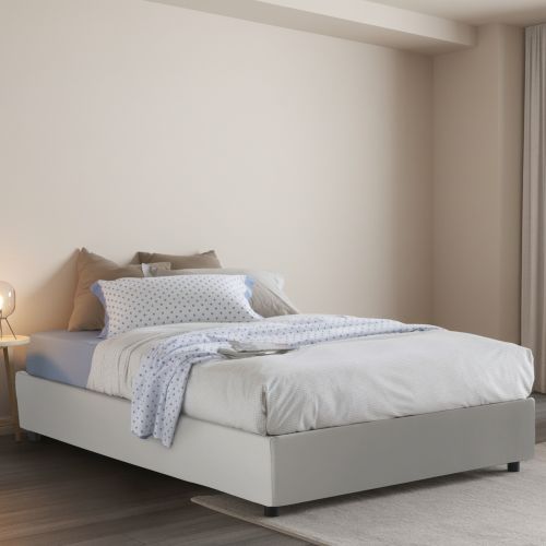 Letto piazza e mezza Alan, adatto per materasso Cm 120x190, Bianco
