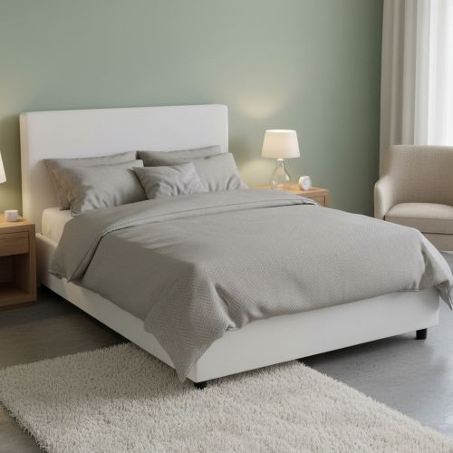Letto piazza e mezza Alia, adatto per materasso Cm 120x190, Bianco