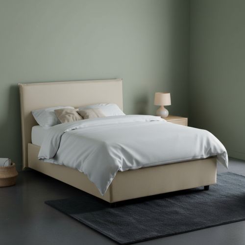 Letto piazza e mezza Alush, con materasso Cm 120x190 incluso, Beige