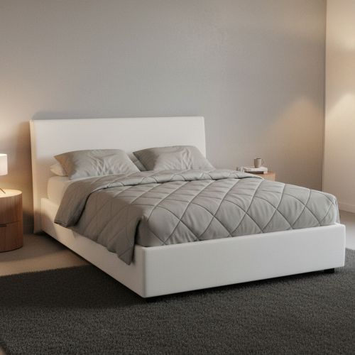 Letto piazza e mezza Alush, con materasso Cm 120x190 incluso, Bianco