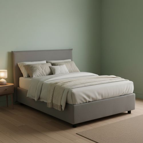 Letto piazza e mezza Alush, con materasso Cm 120x190 incluso, Grigio