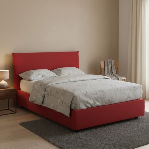 Letto piazza e mezza Alush, con materasso Cm 120x190 incluso, Rosso