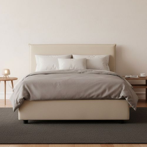 Letto piazza e mezza Alvino, con materasso Cm 120x200 incluso, Beige