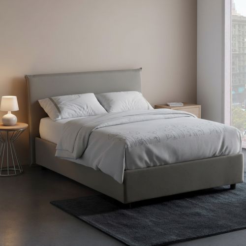 Letto piazza e mezza Alvino, con materasso Cm 120x200 incluso, Grigio