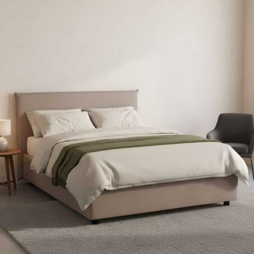 Letto piazza e mezza Alvino, con materasso Cm 120x200 incluso, Tortora
