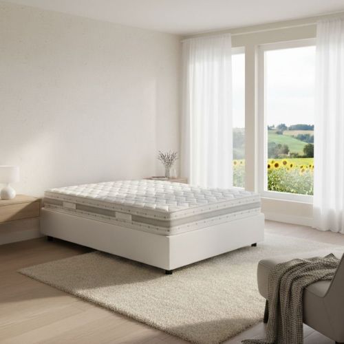 Letto piazza e mezza Alvise, con materasso Cm 120x190 incluso, Bianco