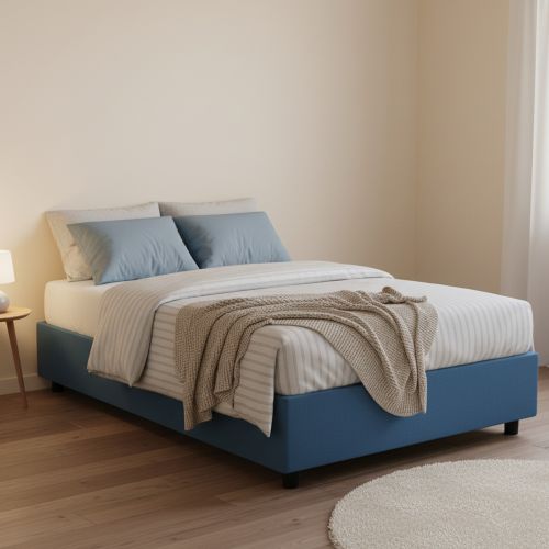 Letto piazza e mezza Alvise, con materasso Cm 120x190 incluso, Blu
