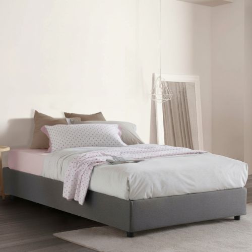 Letto piazza e mezza Alvise, con materasso Cm 120x190 incluso, Grigio