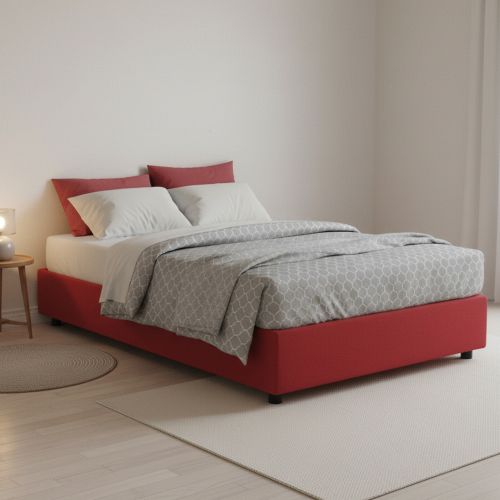 Letto piazza e mezza Alvise, con materasso Cm 120x190 incluso, Rosso