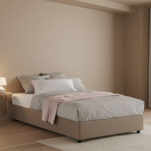 Letto piazza e mezza Alvise, con materasso Cm 120x190 incluso, Tortora