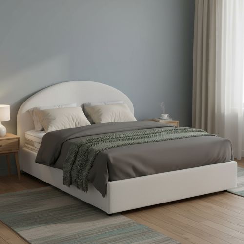 Letto piazza e mezza Ambher, con materasso Cm 120x190 incluso, Bianco
