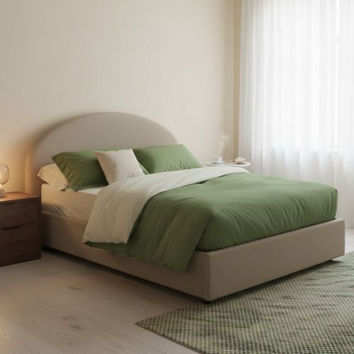 Letto piazza e mezza Ambher, con materasso Cm 120x190 incluso, Tortora