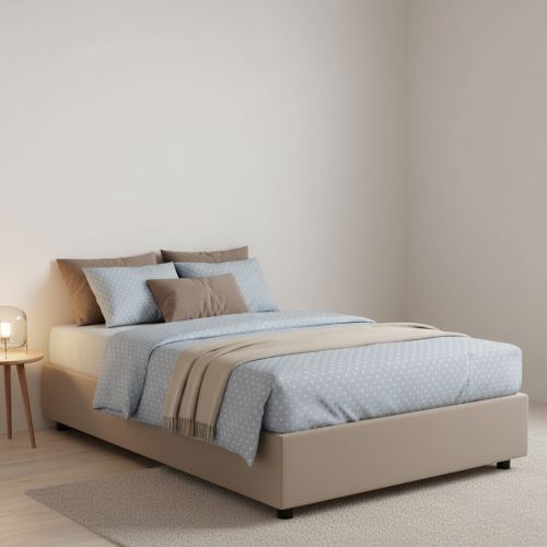 Letto piazza e mezza Anahi, con materasso Cm 120x190 incluso, Tortora