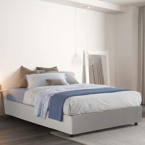 Letto piazza e mezza Andla, adatto per materasso Cm 120x200, Bianco