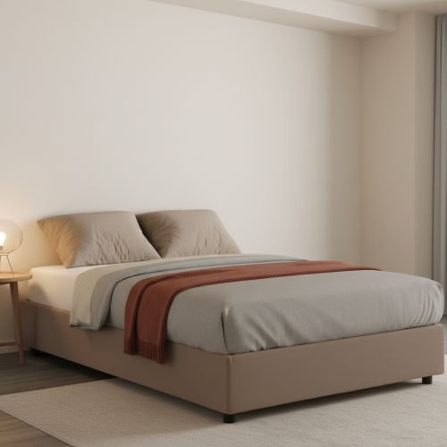 Letto piazza e mezza Andla, adatto per materasso Cm 120x200, Tortora