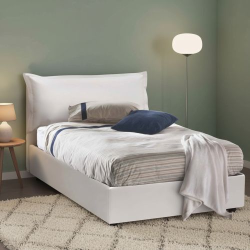 Letto piazza e mezza Andora, adatto per materasso Cm 120x200, Bianco