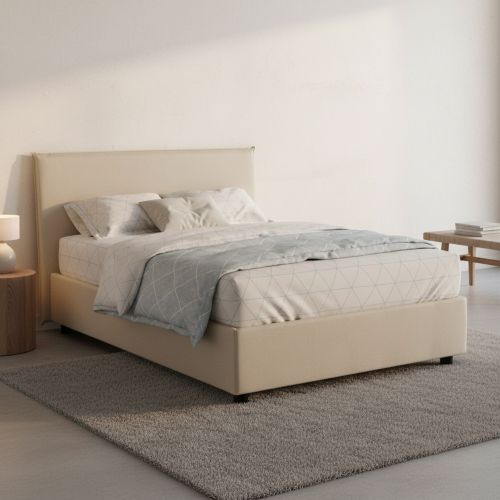 Letto piazza e mezza Anissa, adatto per materasso Cm 120x200, Beige
