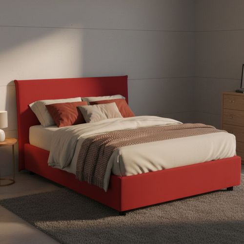 Letto piazza e mezza Anissa, adatto per materasso Cm 120x200, Rosso