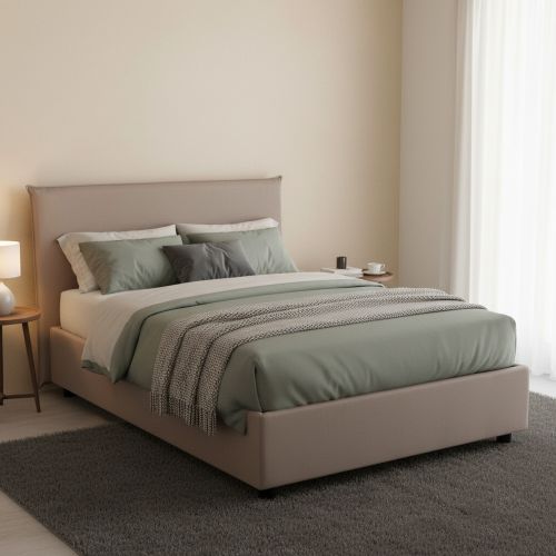 Letto piazza e mezza Anissa, adatto per materasso Cm 120x200, Tortora