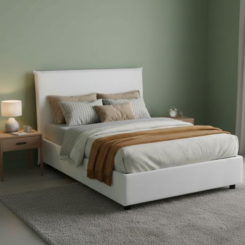Letto piazza e mezza Anyta, adatto per materasso Cm 120x190, Bianco