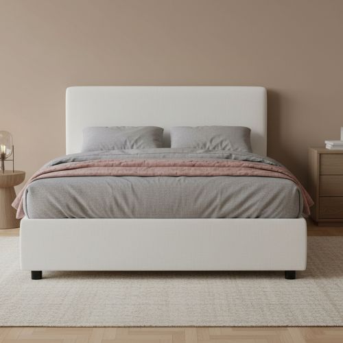 Letto piazza e mezza April, adatto per materasso Cm 120x200, Bianco