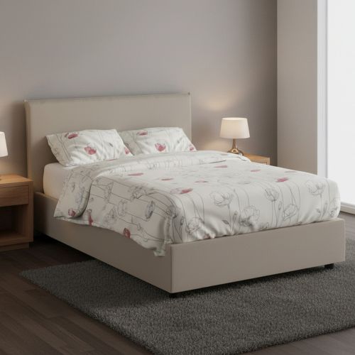 Letto piazza e mezza April, adatto per materasso Cm 120x200, Tortora