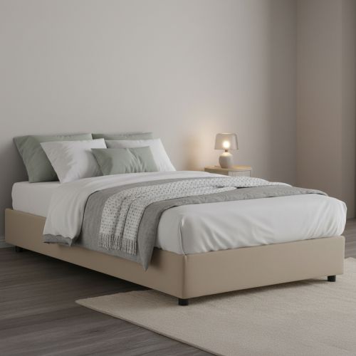 Letto piazza e mezza Ariba, adatto per materasso Cm 120x190, Beige