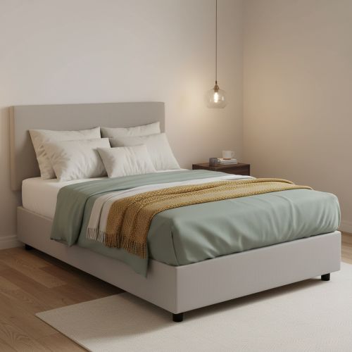 Letto piazza e mezza Ariba, adatto per materasso Cm 120x190, Bianco