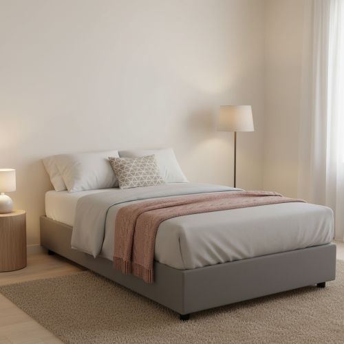 Letto piazza e mezza Ariba, adatto per materasso Cm 120x190, Grigio