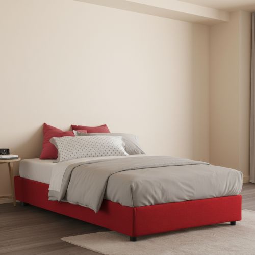 Letto piazza e mezza Ariba, adatto per materasso Cm 120x190, Rosso