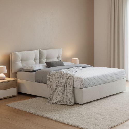 Letto piazza e mezza Arieta, con materasso Cm 120x190 incluso, Bianco