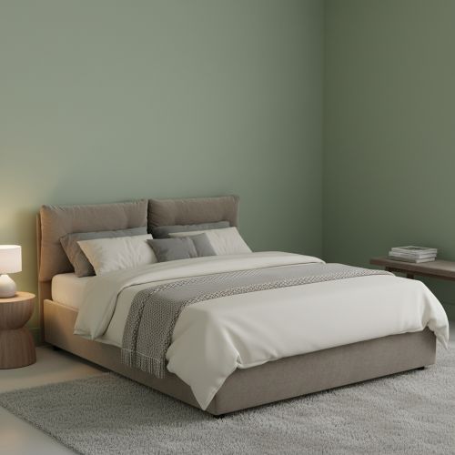 Letto piazza e mezza Arieta, con materasso Cm 120x190 incluso, Tortora