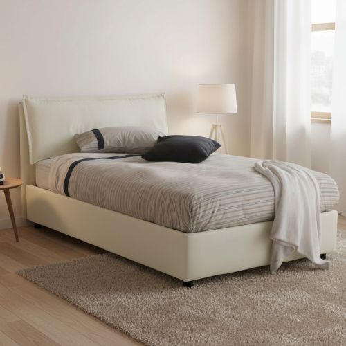 Letto piazza e mezza Arnaldo, adatto per materasso Cm 120x200, Beige