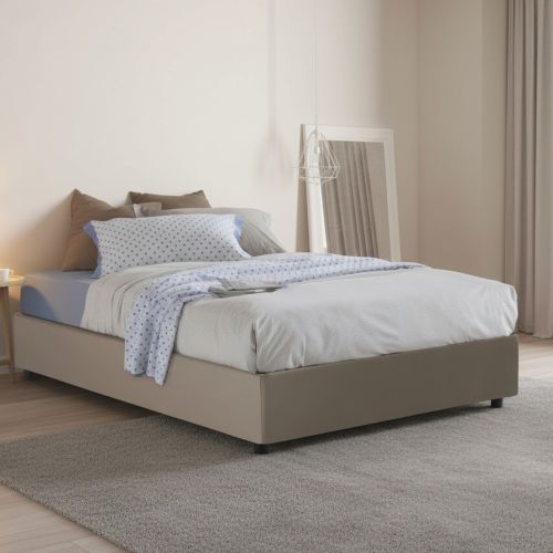 Letto piazza e mezza Arnoldi, con materasso Cm 120x200 incluso, Tortora