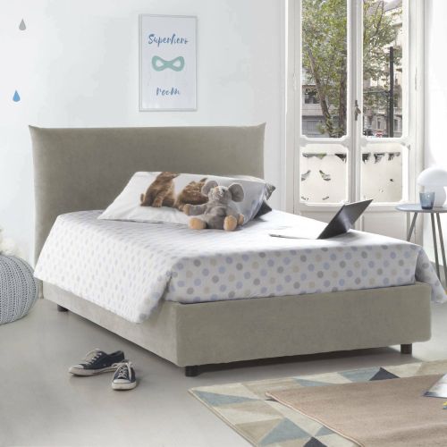 Letto piazza e mezza Arpaise, con materasso Cm 120x190 incluso, Beige