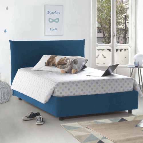 Letto piazza e mezza Arpaise, con materasso Cm 120x190 incluso, Blu