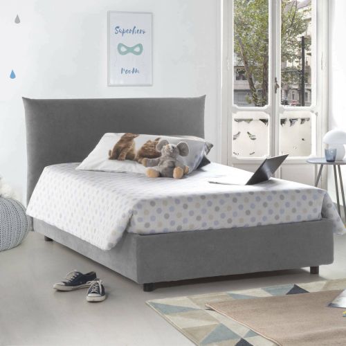 Letto piazza e mezza Arpaise, con materasso Cm 120x190 incluso, Grigio