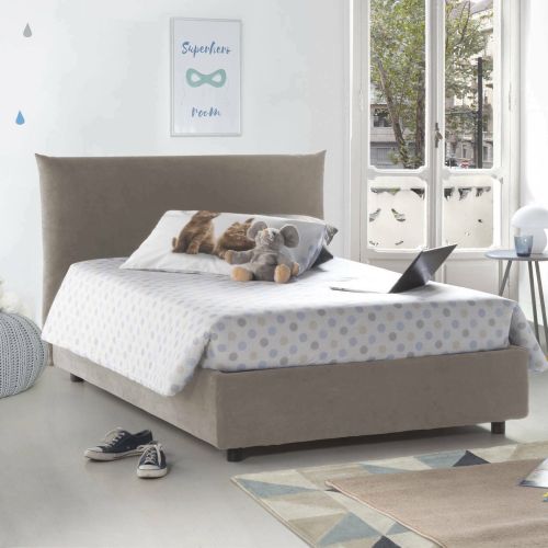 Letto piazza e mezza Arpaise, con materasso Cm 120x190 incluso, Tortora