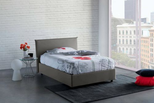 Letto piazza e mezza Ashasa, Letto contenitore con rivestimento in tessuto, 100% Made in Italy, Apertura frontale, adatto per materasso Cm 120x190, Grigio