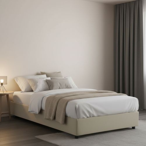 Letto piazza e mezza Asid, adatto per materasso Cm 120x190, Beige