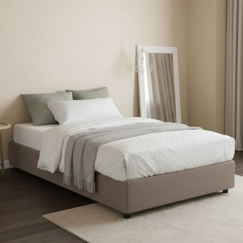 Letto piazza e mezza Asid, adatto per materasso Cm 120x190, Tortora