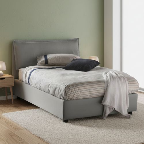 Letto piazza e mezza Asso, adatto per materasso Cm 120x190, Grigio