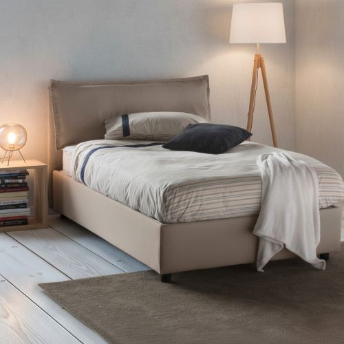 Letto piazza e mezza Asso, adatto per materasso Cm 120x190, Tortora