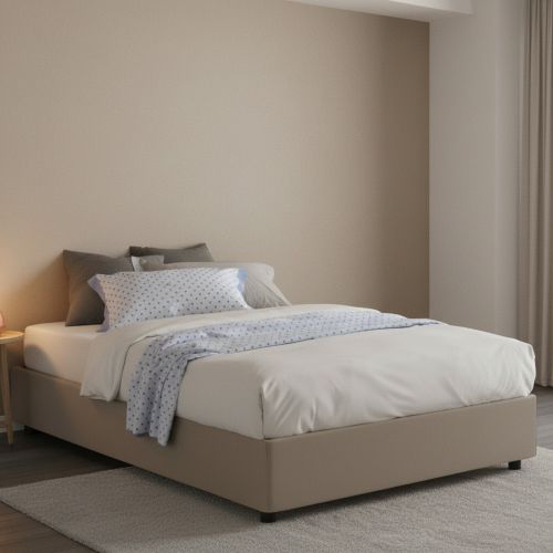 Letto piazza e mezza Atar, con materasso Cm 120x190 incluso, Tortora